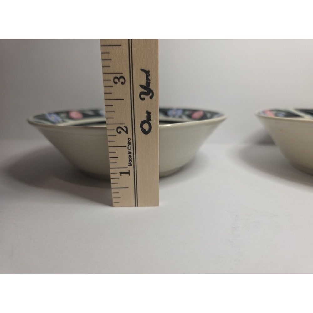 2 Tienshan Stoneware Madrid Cereal Soup Bowl 6.5" Replacements Pink Tulips Iris - Picture 3 of 3